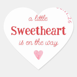 Little Sweetheart Girl Baby Shower Heart Sticker