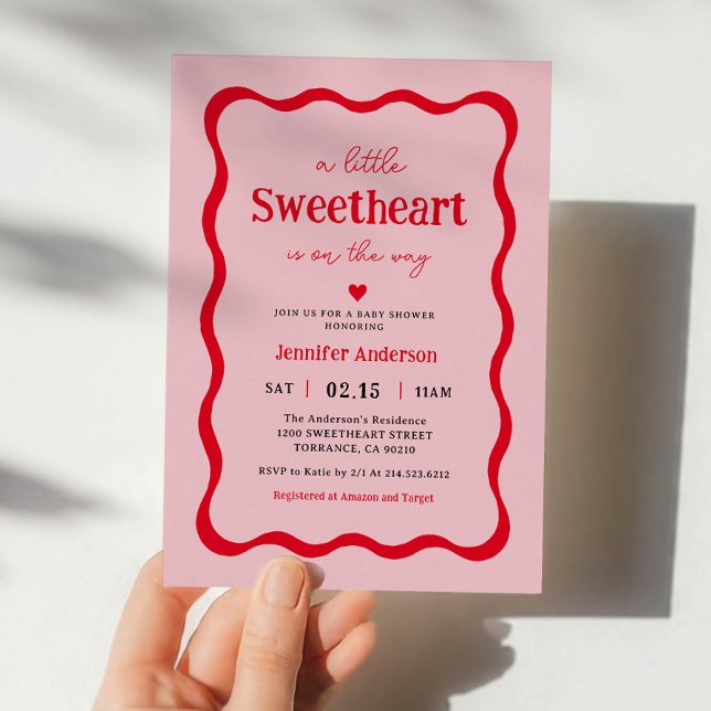 Little Sweetheart Heart Girl Baby Shower Invitation (Creator Uploaded)