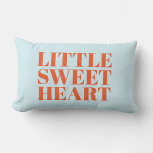 Little Sweetheart Modern Pastel Blue Typographic Lumbar Pillow