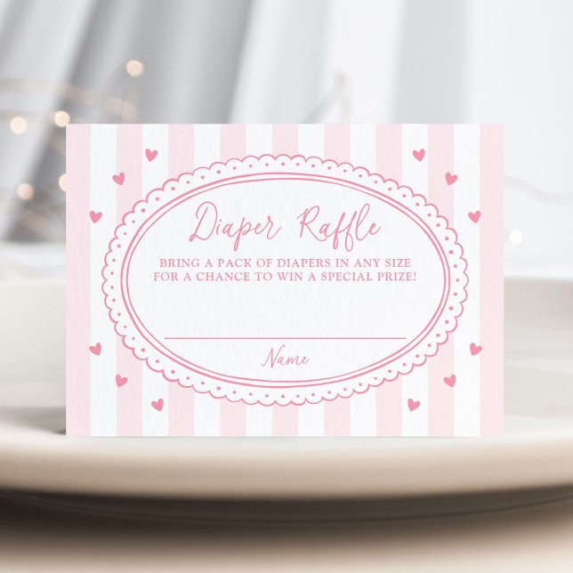 Little Sweetheart Pink Bow Diaper Raffle Enclosure Card (Creator Uploaded)