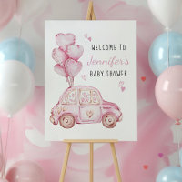 Little Sweetheart Pink Car and Balloons Welcome