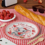 Little Sweetheart Pink Elephant Baby Shower Paper  Plate<br><div class="desc">Celebrate your "Little Sweetheart" with these adorable pink elephant baby shower paper plates. This charming design features a sweet watercolor baby girl elephant wearing a gold crown and pink bow, holding a heart-shaped balloon. Framed by a delicate pink and white striped border with soft floral accents and hearts, these plates...</div>