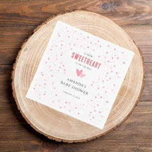 Little Sweetheart Pink Hearts Baby Shower Paper Napkin