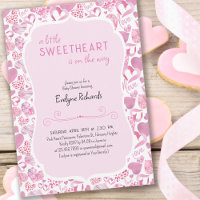 Little Sweetheart Pink Love Heart Girl Baby Shower