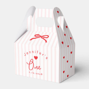 Little Sweetheart Pink Red Valentines 1st Birthday Favor Box