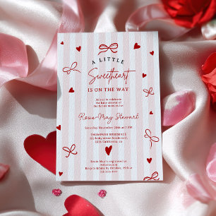 Little Sweetheart Red Heart Valentine Baby Shower Invitation