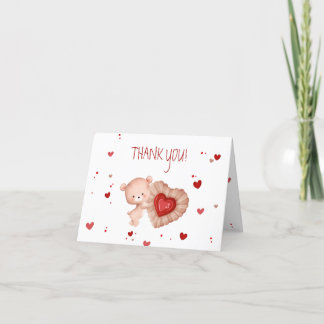 Little Sweetheart Red Valentines Boy Baby Shower Thank You Card