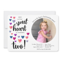 Little Sweetheart Second Birthday Invitation