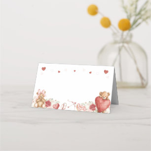 Little Sweetheart Valentine Baby Shower Folded  Place Card