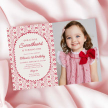 Little Sweetheart Valentine Bow 1st Birthday Photo
