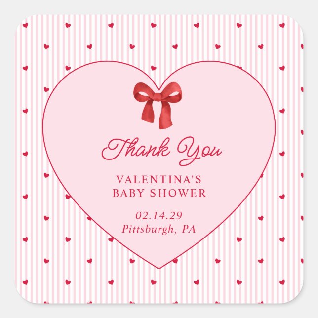 Little Sweetheart Valentine Coquette Square Sticker (Front)