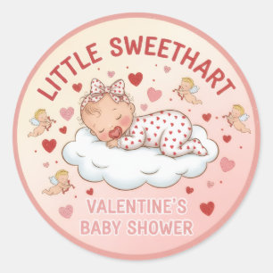 Little Sweetheart Valentine’s Baby Shower Favour  Classic Round Sticker
