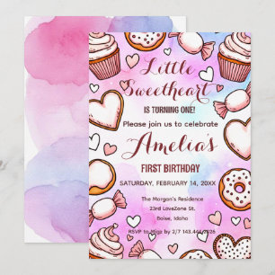 little sweetheart valentines 1st birthday invites