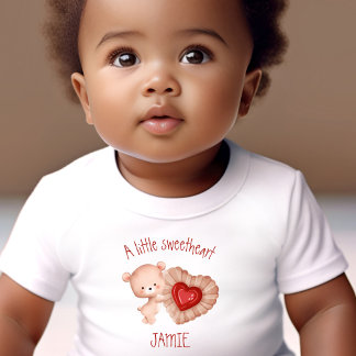 Little Sweetheart Valentines Baby Bear Name Baby T-Shirt