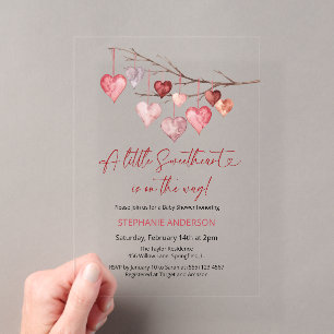 Little Sweetheart Valentines Baby Shower Acrylic Invitations