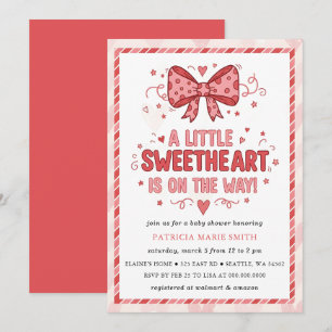 Little Sweetheart Valentines Bow Baby Shower Invitation