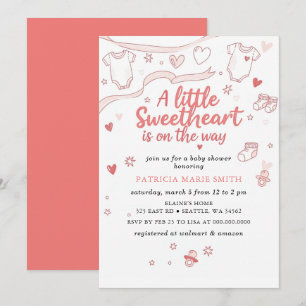 Little Sweetheart Valentines Bow Baby Shower Invitation