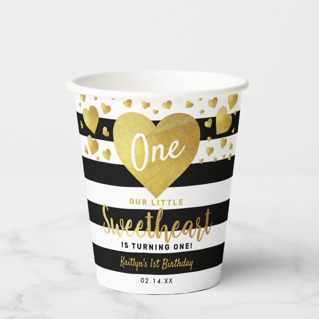 Little Sweetheart Valentine's Day Any Age Birthday Paper Cups (Front)