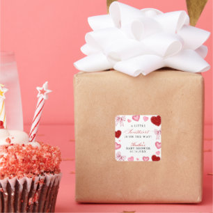 Little Sweetheart Valentines Day Baby Shower Square Sticker