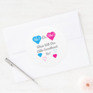 Little Sweetheart Valentine's Day Gender Reveal Classic Round Sticker
