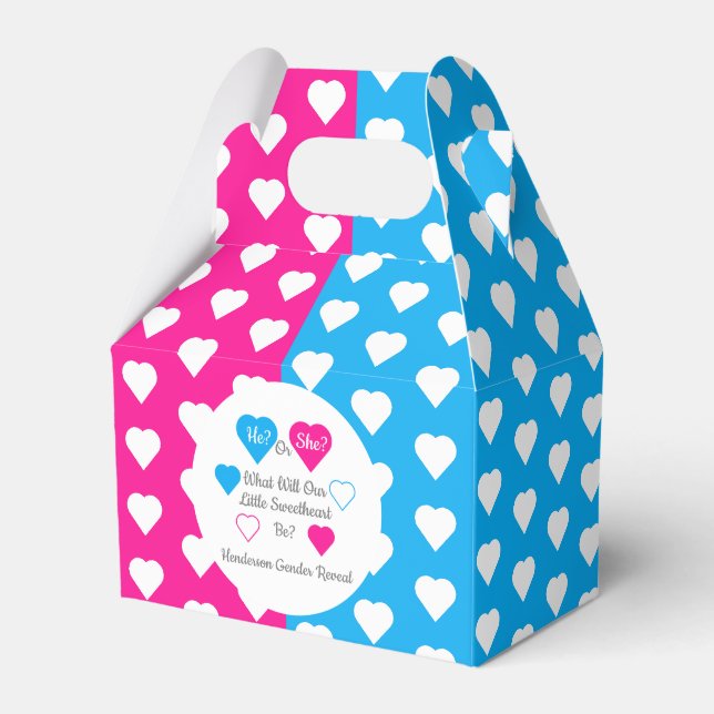 Little Sweetheart Valentine's Day Gender Reveal Favor Box (Front Side)