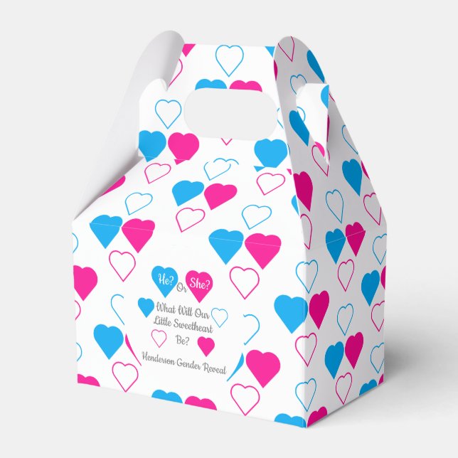 Little Sweetheart Valentine's Day Gender Reveal Favor Box (Front Side)