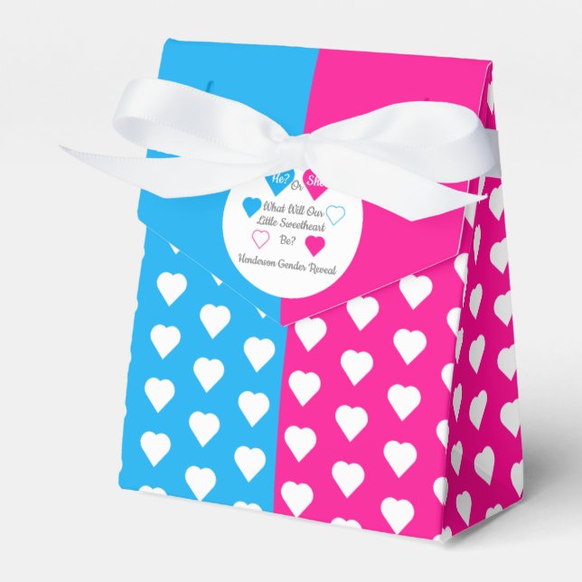 Little Sweetheart Valentine's Day Gender Reveal Favor Box (Front Side)