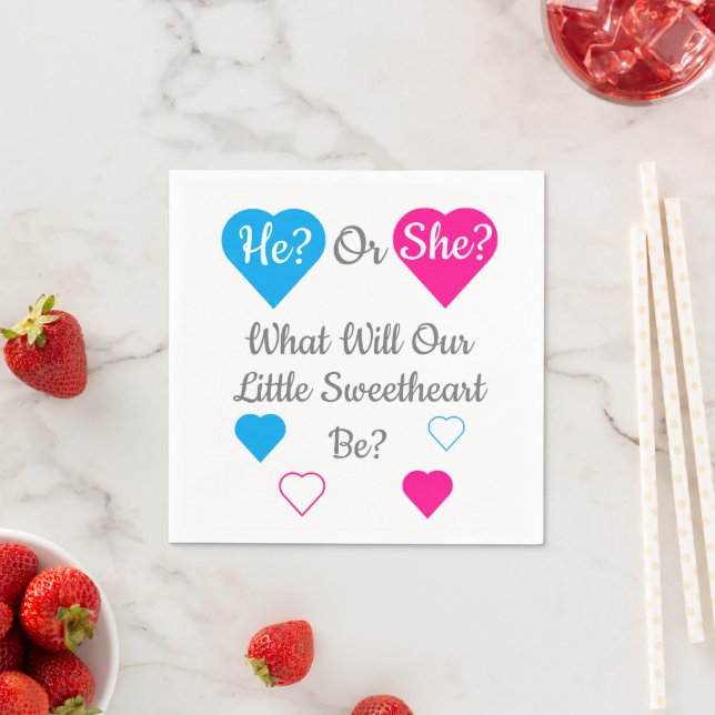 Little Sweetheart Valentine's Day Gender Reveal Napkin (Insitu)