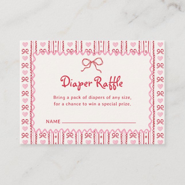 Little Sweetheart Valentines Diaper Raffle Card (Front)
