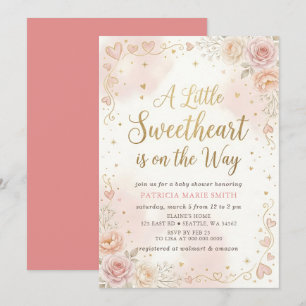Little Sweetheart Valentines Girl Baby Shower Invitation