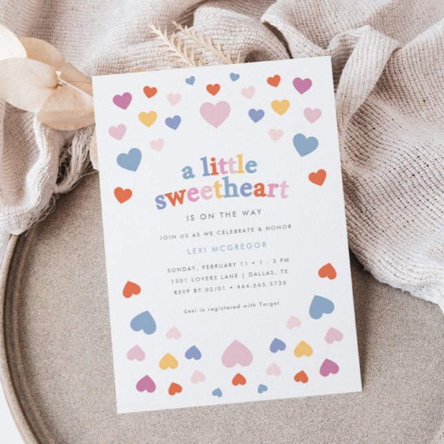 Little Sweetheart Valentines Retro Baby Shower Invitation (Creator Uploaded)