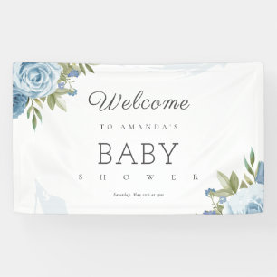 Little Sweetie Elegant Blue Botanical Baby Shower Banner