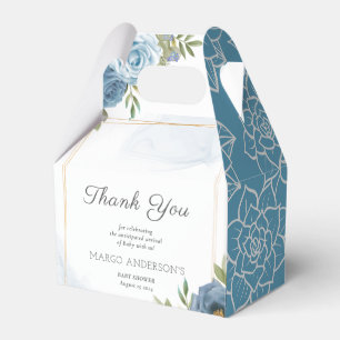 Little Sweetie Elegant Blue Botanical Baby Shower Favor Box