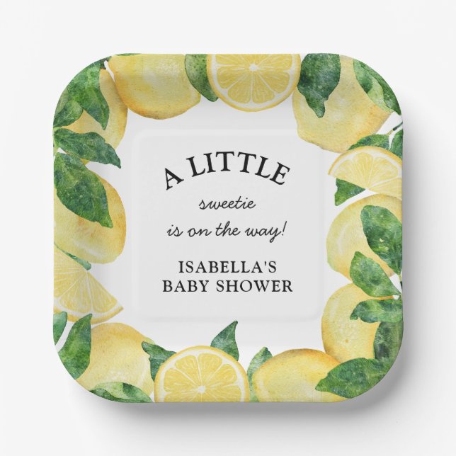 Little Sweetie Lemon Baby Shower  Paper Plate (Front)