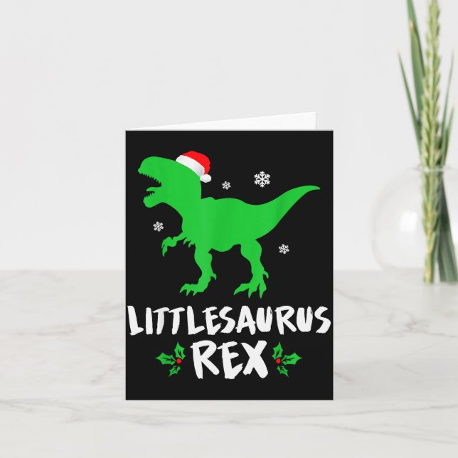 Little T Rex Matching Family Christmas Dinosaur Sh Card (Front)