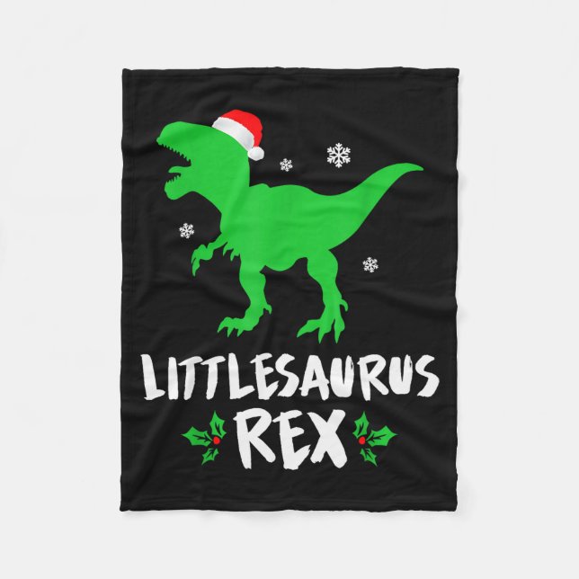 Little T Rex Matching Family Christmas Dinosaur Sh Fleece Blanket (Front)