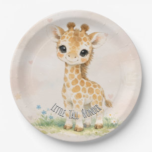 Little Tall Wonder Giraffe Safari Baby Shower Paper Plate