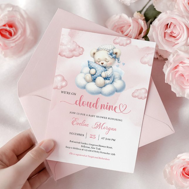 Little Teddy Bear Baby Shower Invite Cloud 9 Theme (Little Teddy Bear Baby Shower Invite Cloud 9 Theme)