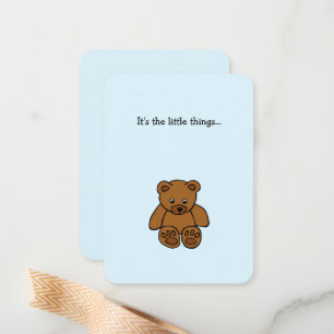Little Teddy Bear Blue Mini Thank You Card