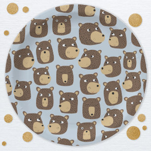 Little Teddy Bear Cub Pattern Paper Plate