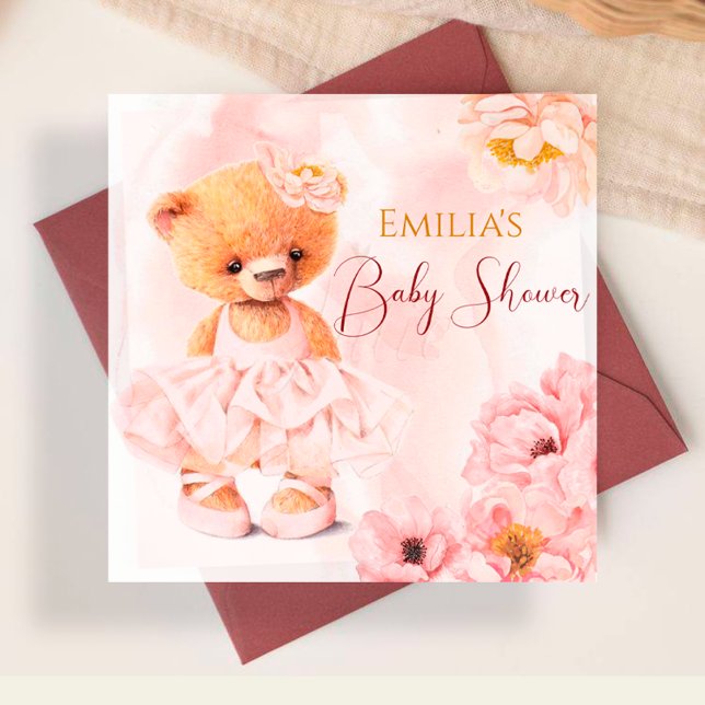Little teddy bear flower princess pink watercolor napkin (Creator Uploaded)