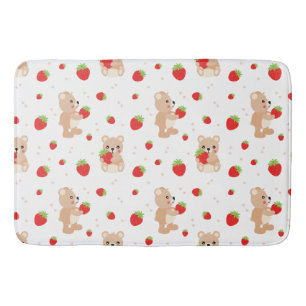 Little teddy bear with berry bath mat