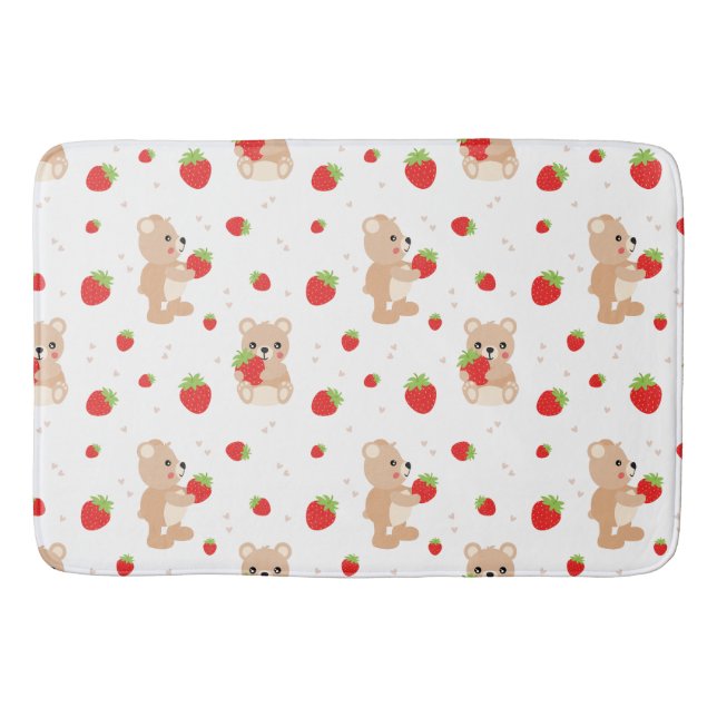 Little teddy bear with berry bath mat (Front)