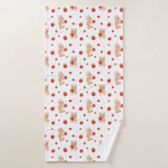 Little teddy bear with berry bath towel (Bath Towel)