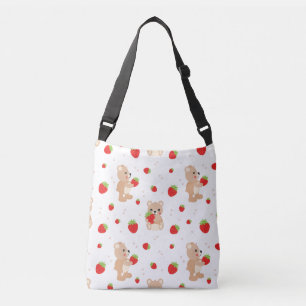 Little teddy bear with berry crossbody bag
