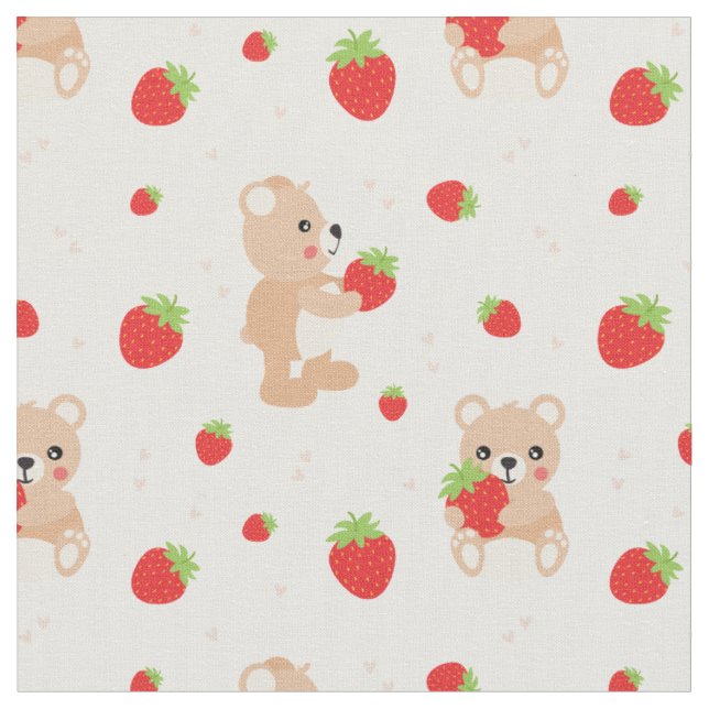 Little teddy bear with berry fabric (Close Up)