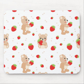 Little teddy bear with berry mouse pad