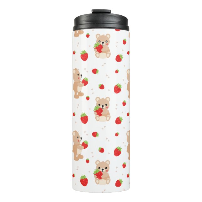 Little teddy bear with berry thermal tumbler (Front)