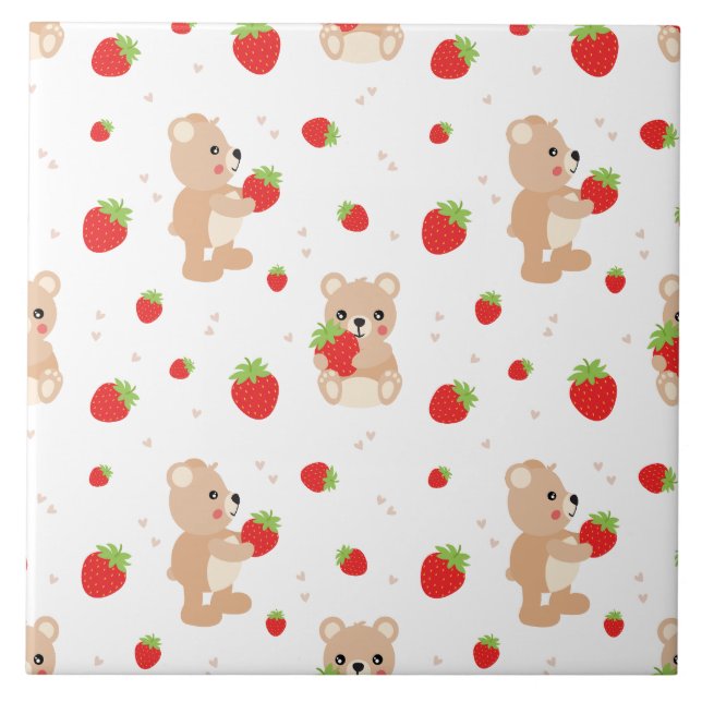 Little teddy bear with berry tile (Front)