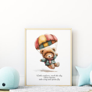 Little Teddy Explorer Nursery Room Poster